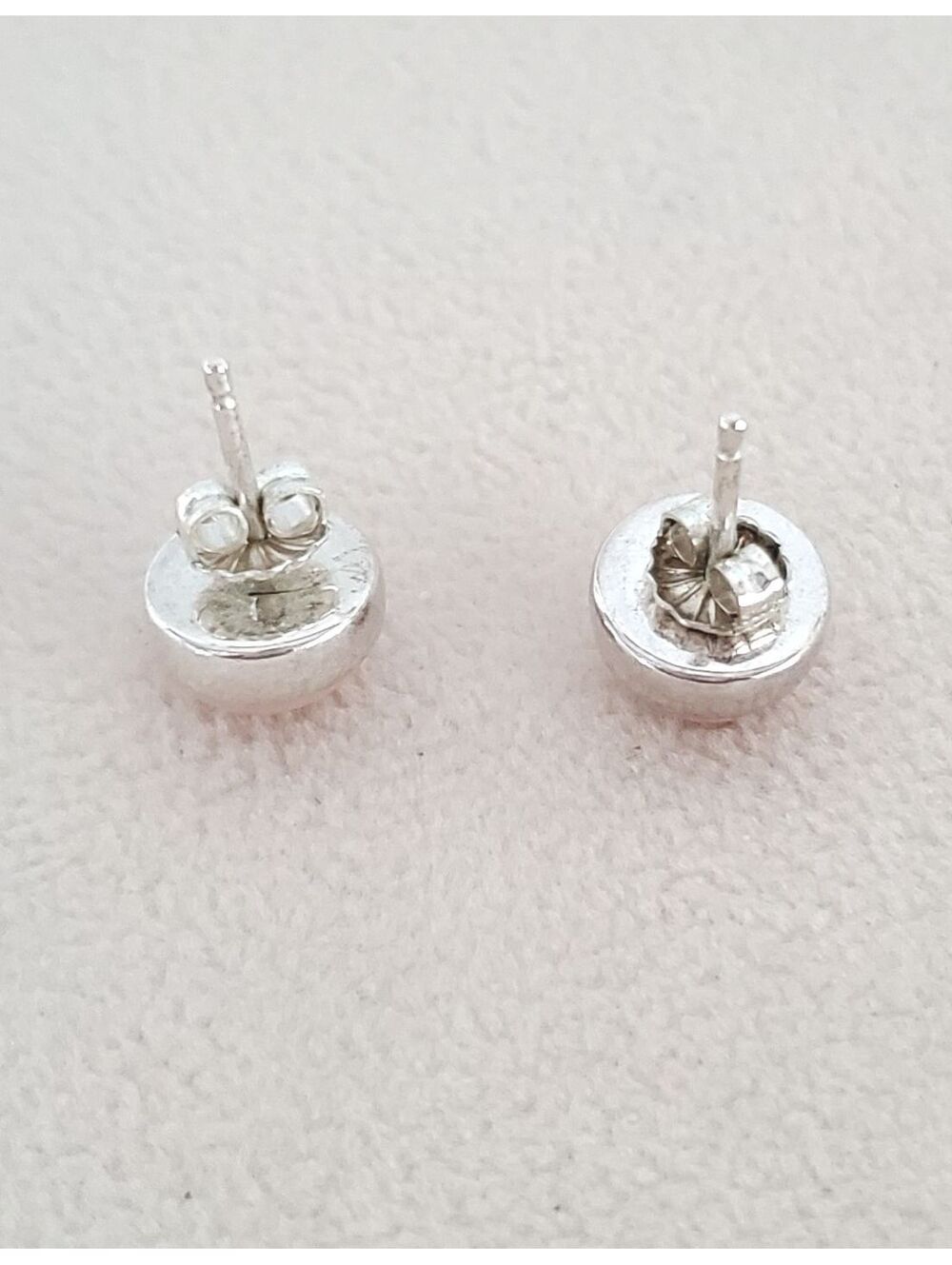 Vintage Sterling Silver Pink Lucite Stud Earrings - Picture 4 of 5